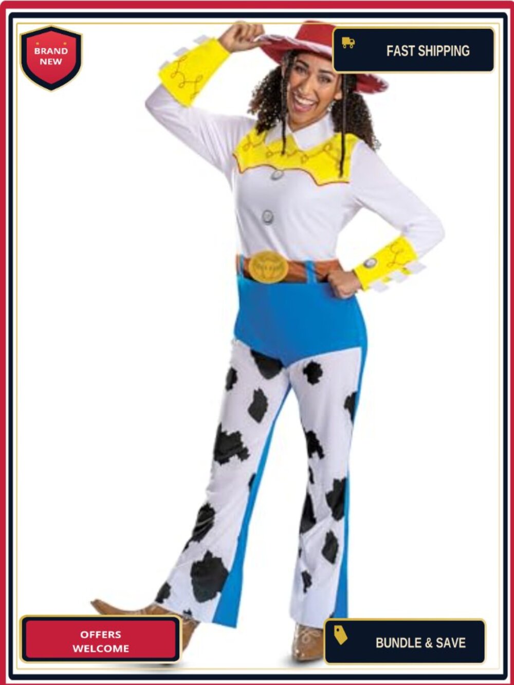 Disney Toy Story Jessie Adult Costume Jumpsuit & Hat Officially Licensed